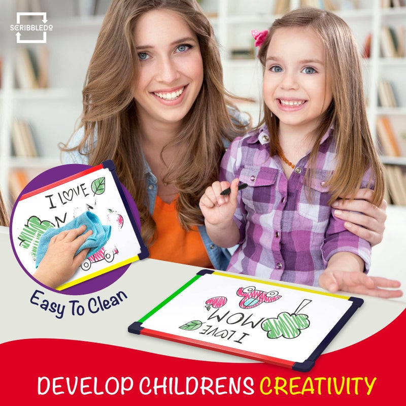 Scribbledo 5 Pack Small White Board Dry Erase Board for Kids Portable 9"x12" Drawing Magnetic Mini Whiteboard White Board for Students Teachers School Supplies Lapboard Small Dry Erase Board for Kids & Erasers - Image 4